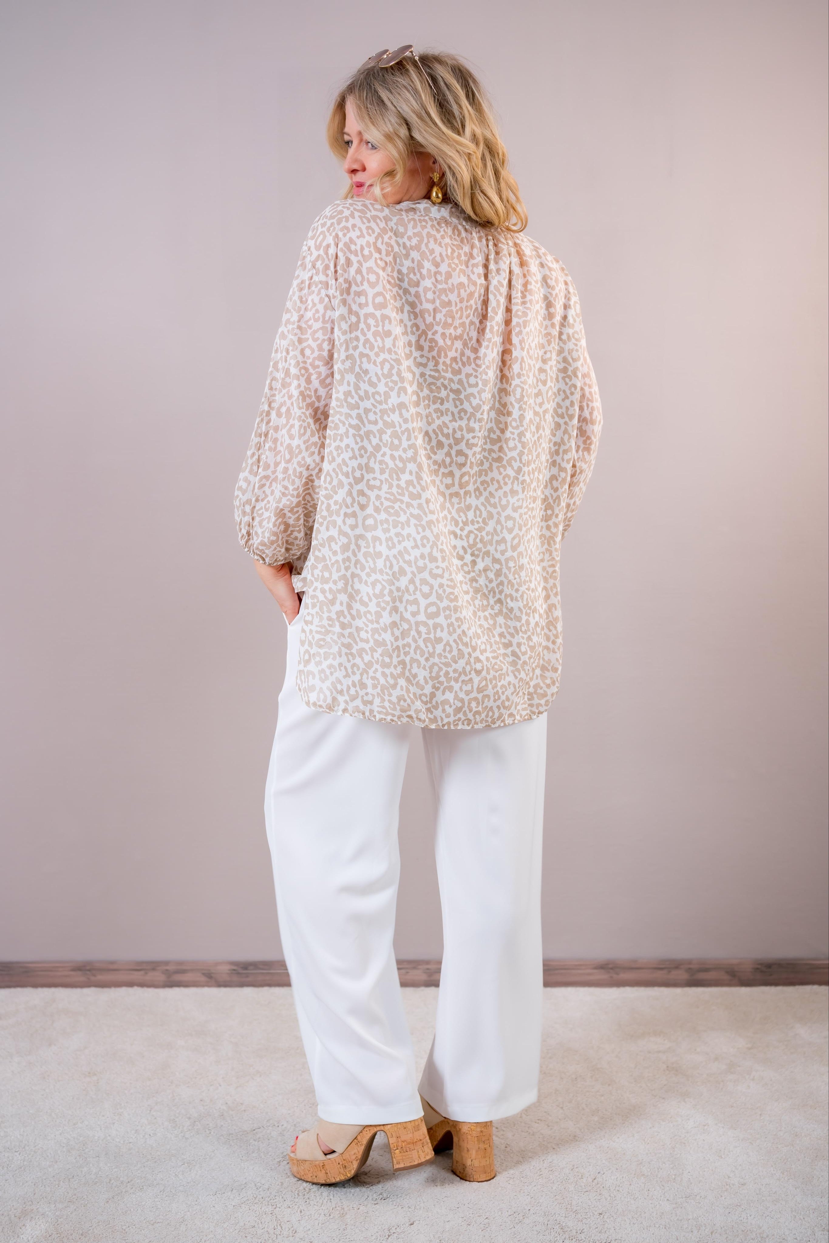 Leichte Leo-Bluse, creme/beige