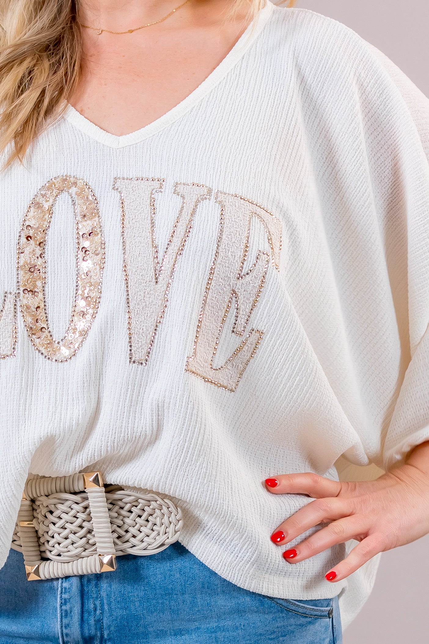 Oversize Shirt "LOVE", creme