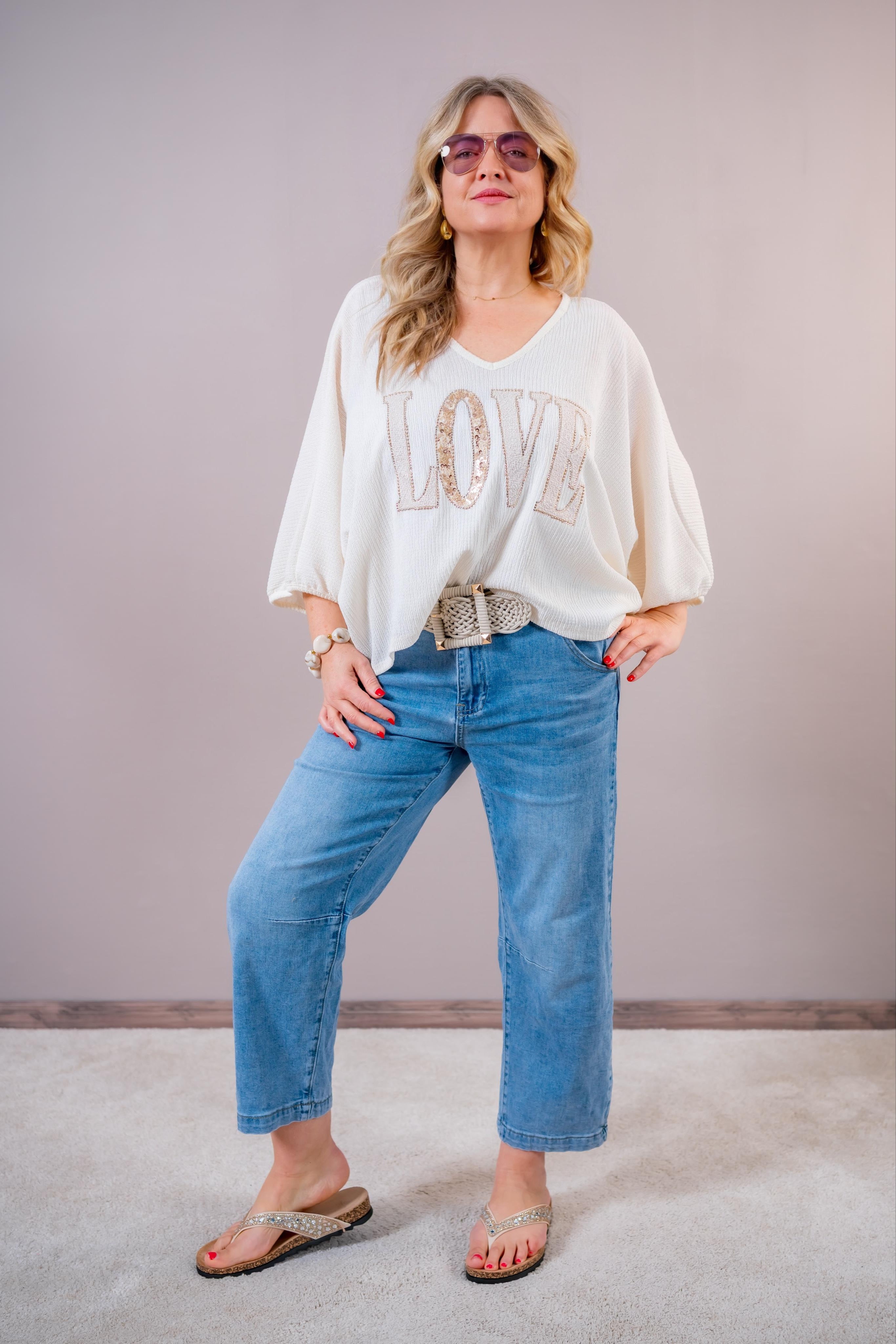 Oversize Shirt "LOVE", creme