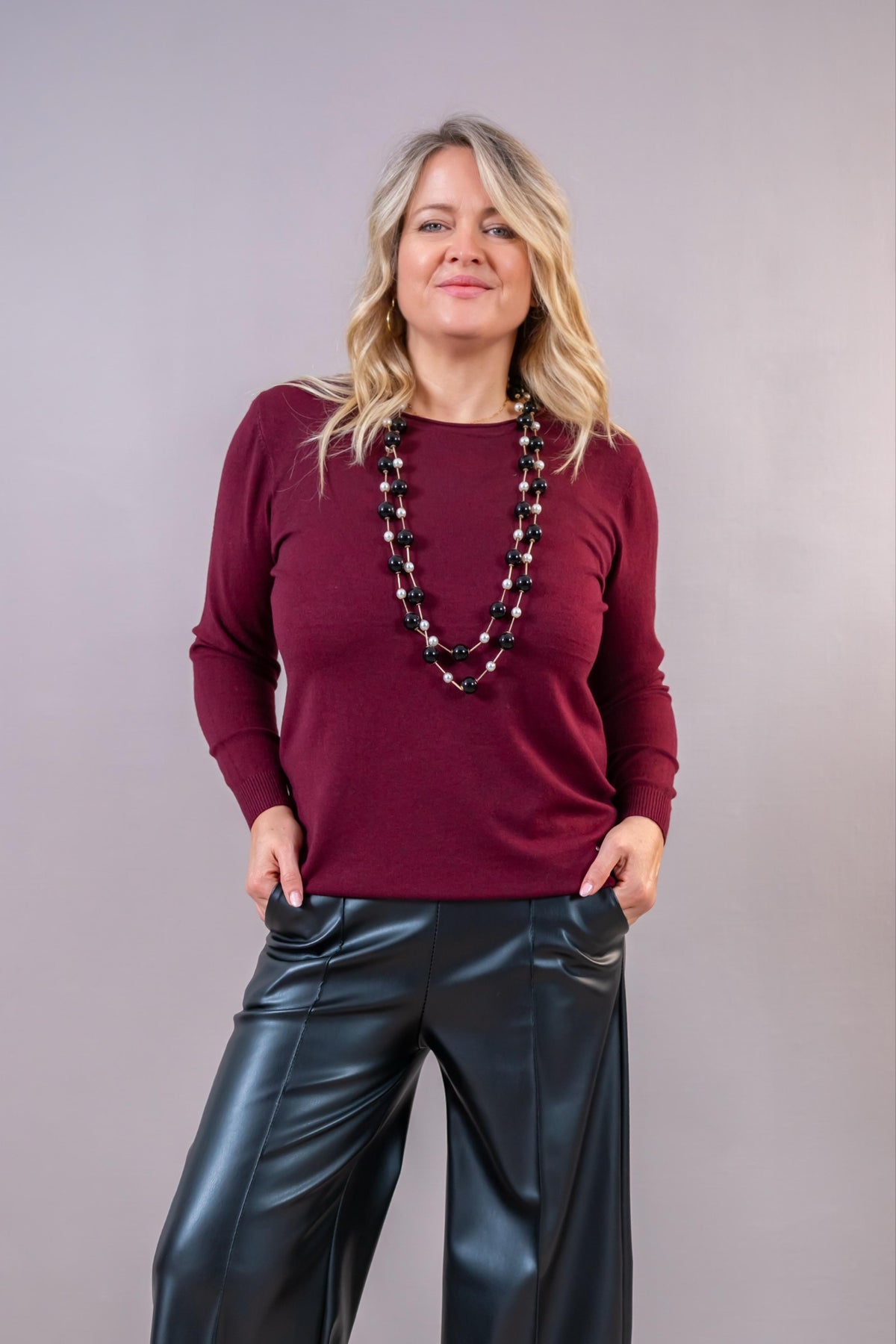 Feinstrickpullover, bordeaux