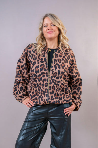 Oversize Blouson Allover Leo, camel/leo