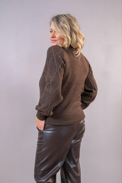 Strickpullover "Shiny Lines", mokka