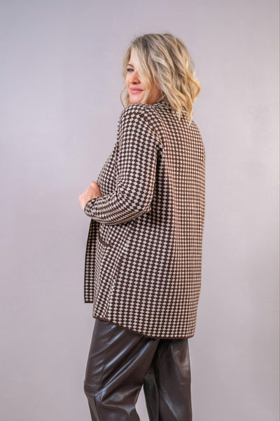 Cardigan mit Allover-Design, braun/beige