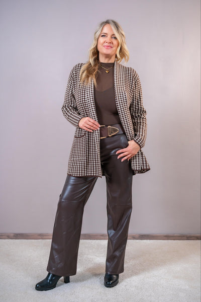Cardigan mit Allover-Design, braun/beige