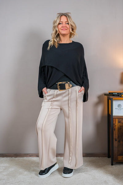 Fließende Palazzo-Hose, beige