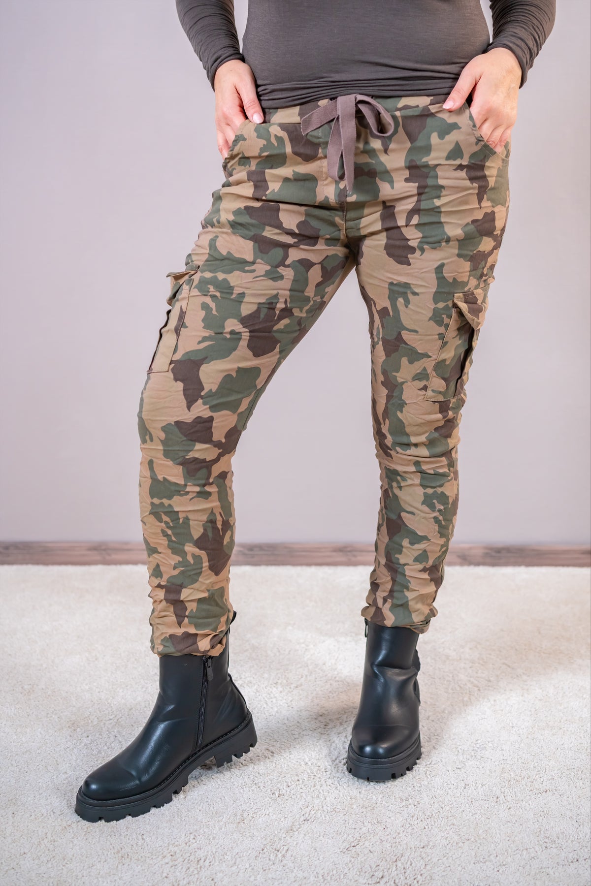Cargo-Stretchhose Camouflage, camel/braun/khaki