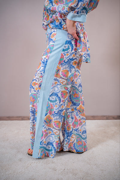 Stoffhose mit Muster, blautöne