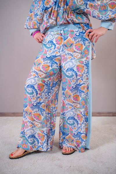 Stoffhose mit Muster, blautöne