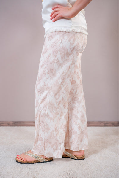 Weiche Stoffhose mit Muster, creme