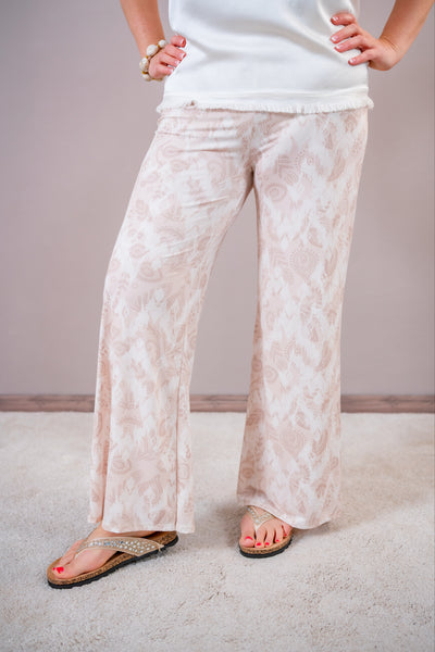 Weiche Stoffhose mit Muster, creme