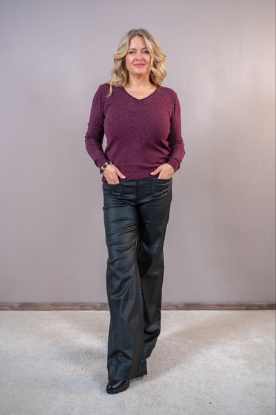 Strickpullover in Glitzer-Optik, bordeaux
