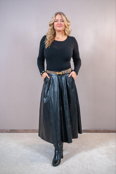 Maxirock in Leder-Optik, schwarz