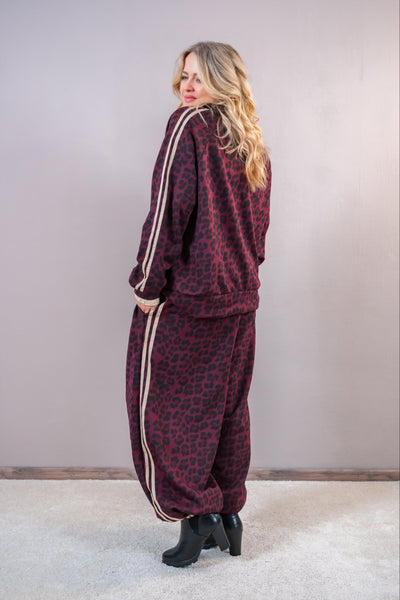 Curvy Oversize-Ballonhose, beere/creme