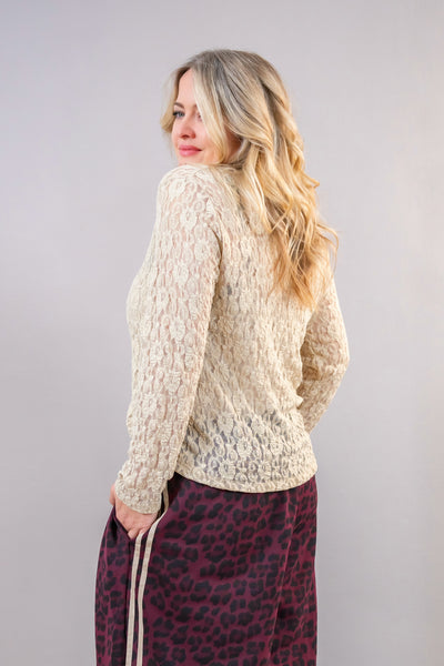 Spitzen-Langarmshirt, creme