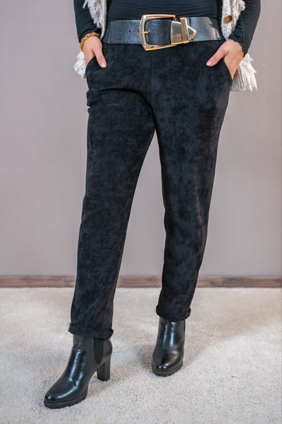 Stretchhose im Cord-Style, schwarz