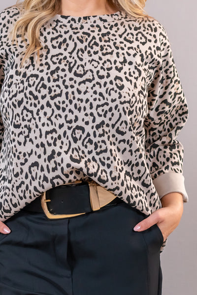 Leo-Sweatshirt, creme/schwarz