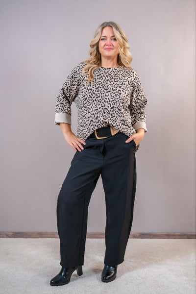 Leo-Sweatshirt, creme/schwarz
