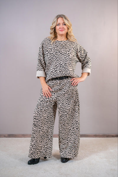 Leo-Sweatshirt, creme/schwarz