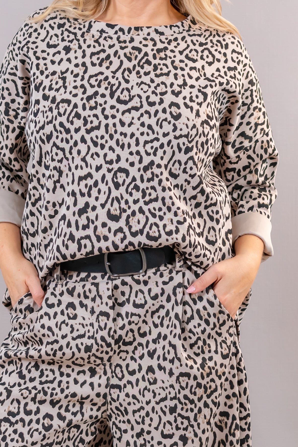 Leo-Sweatshirt, creme/schwarz