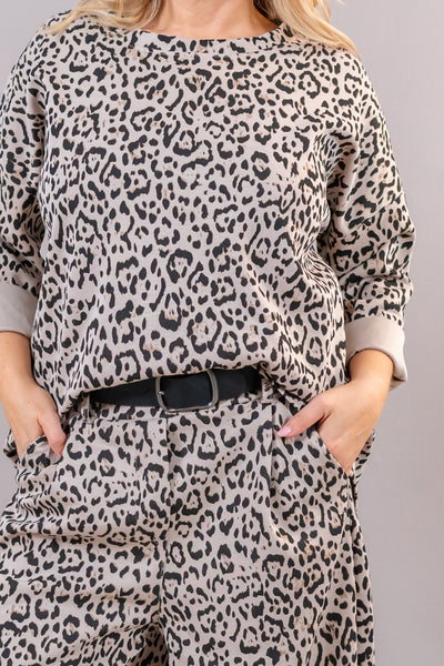Leo-Sweatshirt, creme/schwarz