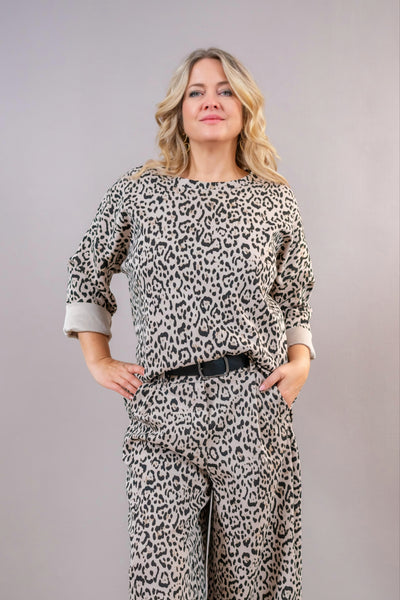 Leo-Sweatshirt, creme/schwarz