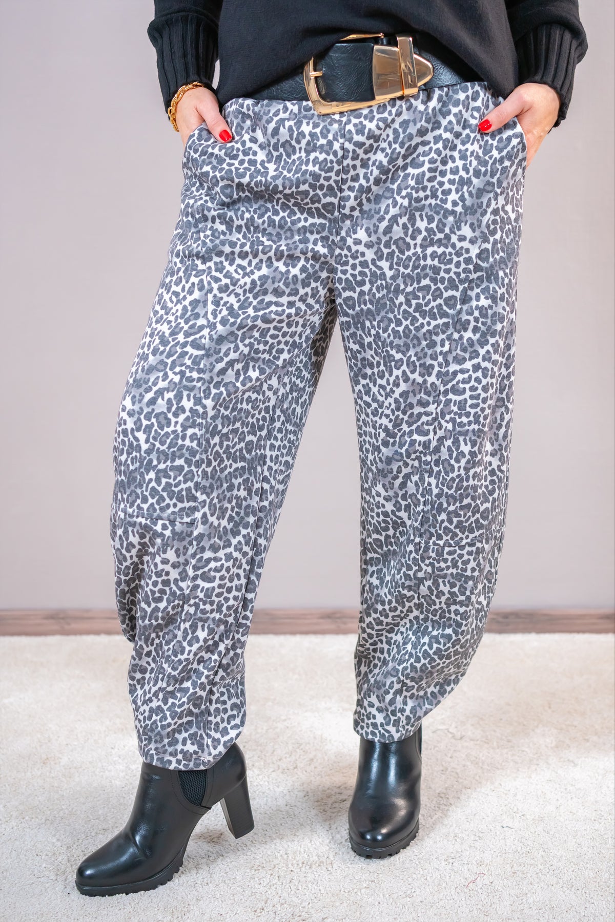 Leo Barrel-Fit-Hose, weiß/grau