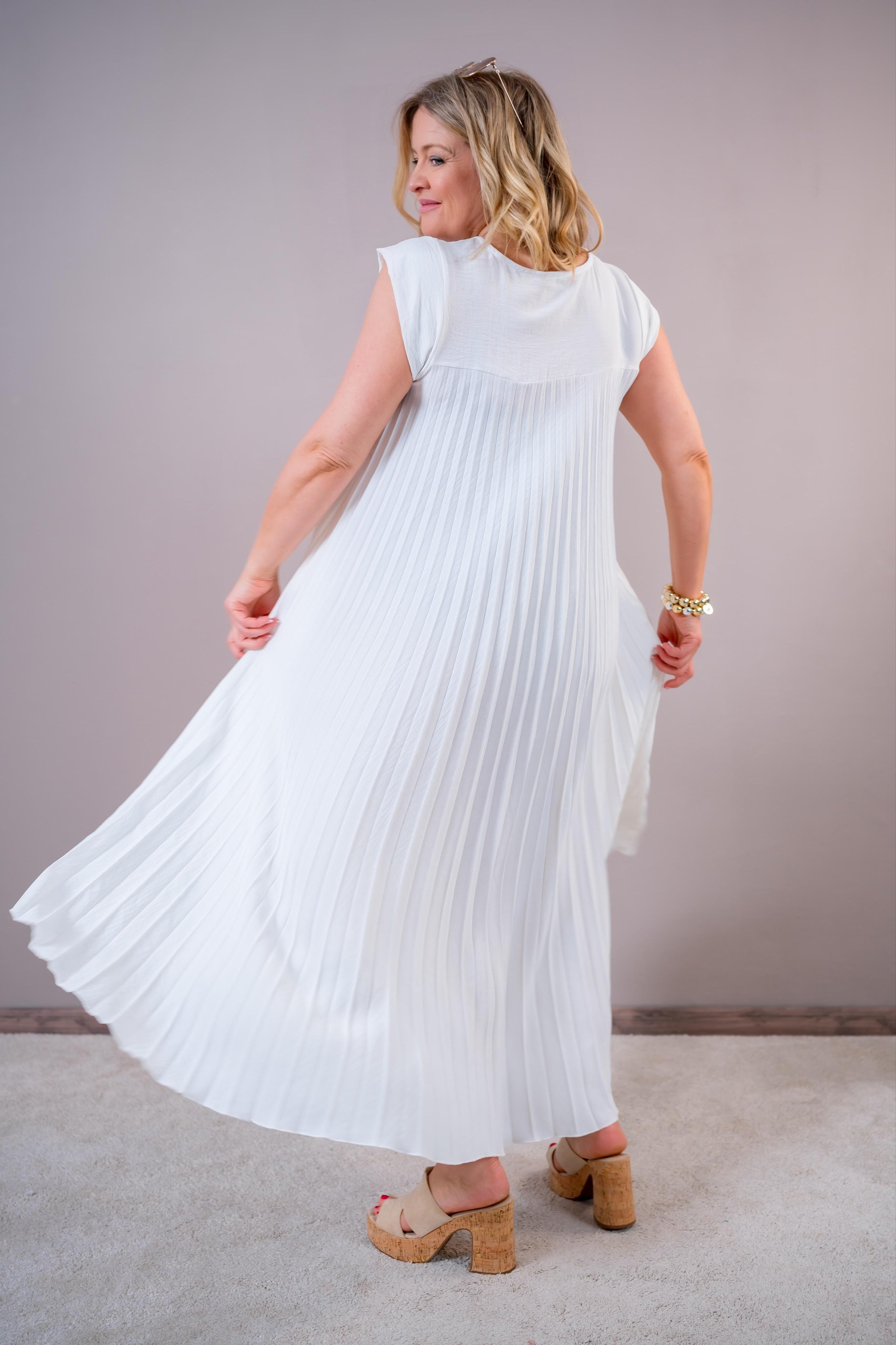 Leichtes Plisseekleid, off-white