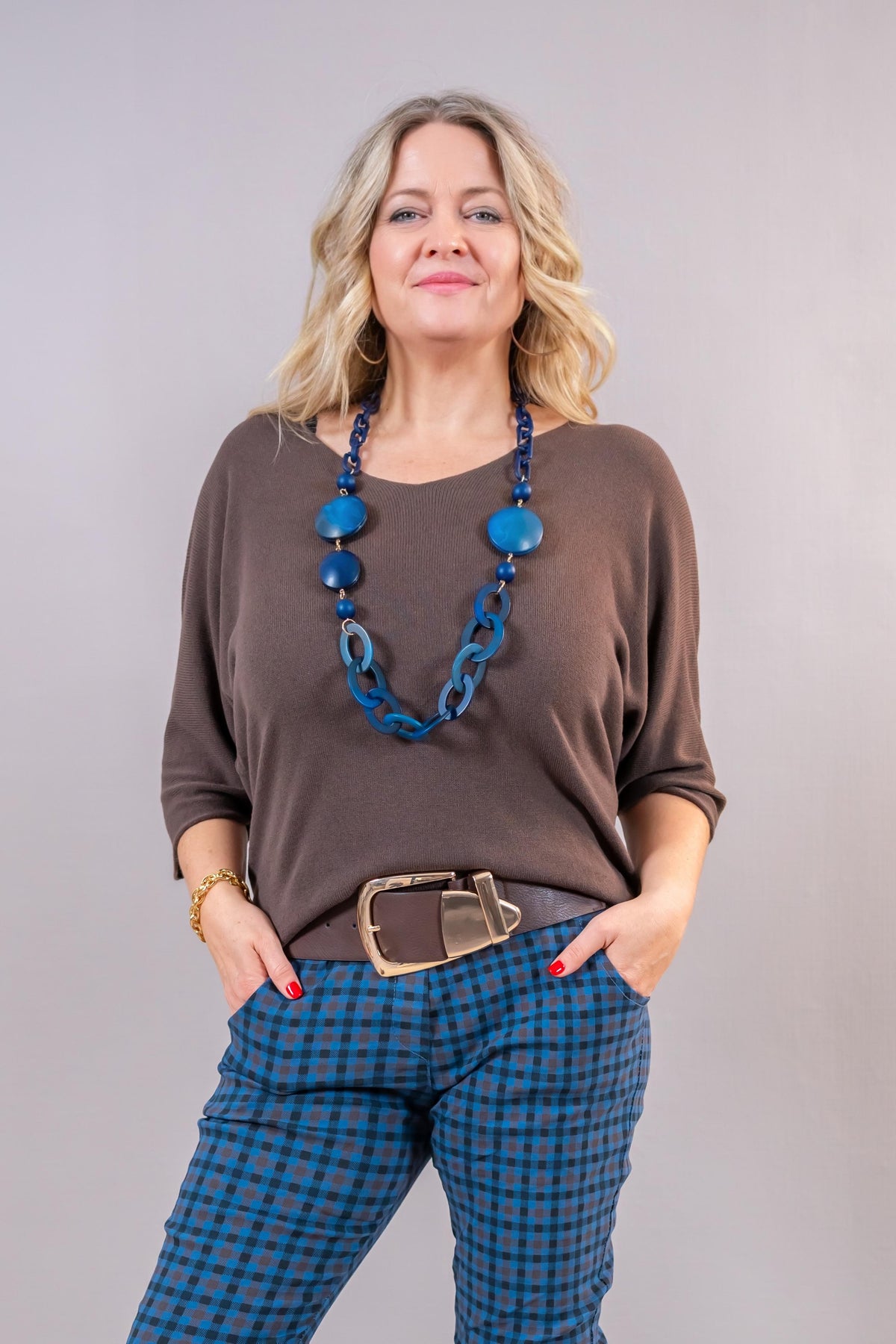 Feinstrickpullover mit V-Ausschnitt, schokobraun