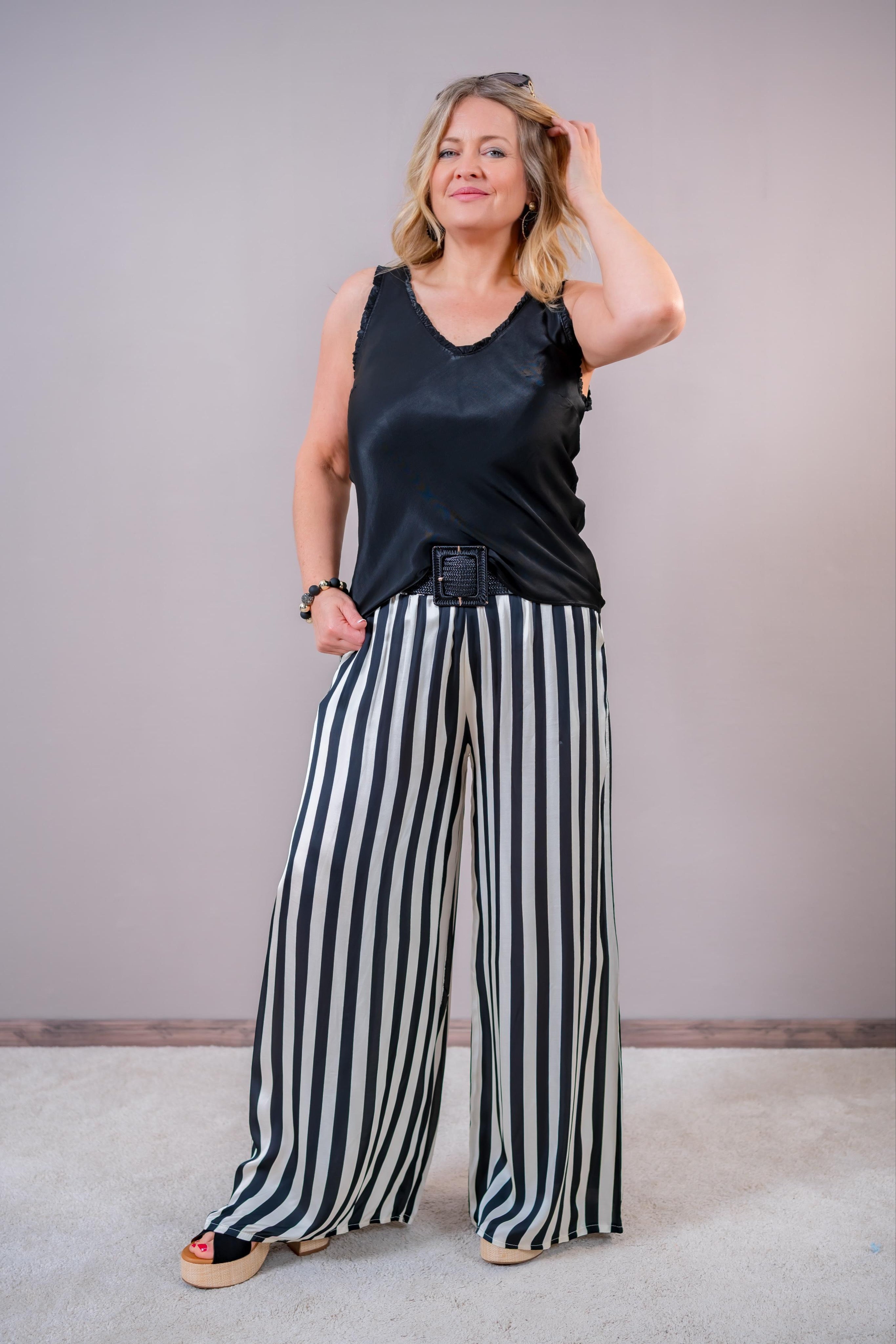 Elegantes Top mit Rüschen, schwarz