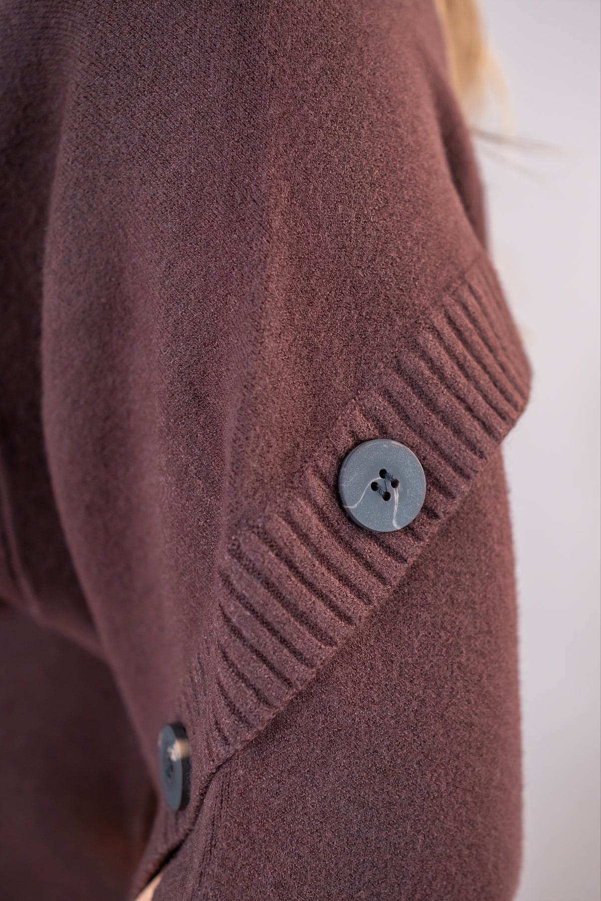Halbarm-Strickpullover, schokobraun