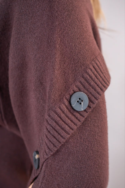Halbarm-Strickpullover, schokobraun
