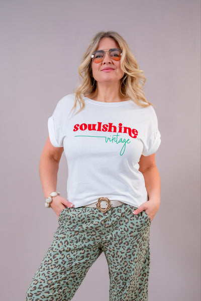 T-Shirt mit Print "SOULSHINE", weiß