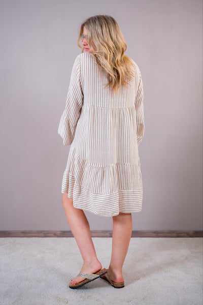 Musselin Tunika Kleid, creme/beige