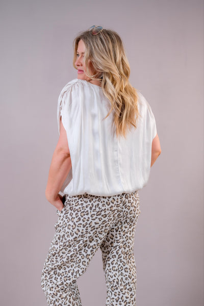Elegantes Satin-Blusenshirt, beige