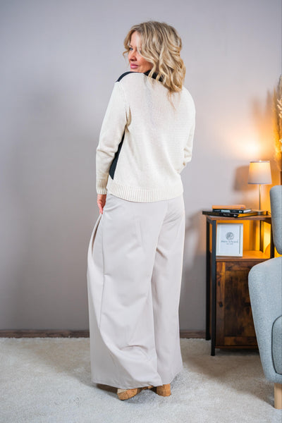 Strickpullover im Zweifarben-Design, schwarz/creme