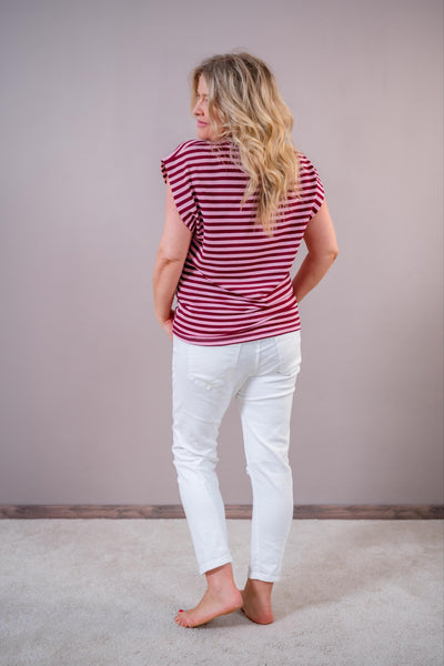 Stylisches gestreiftes Shirt, weinrot/rosa