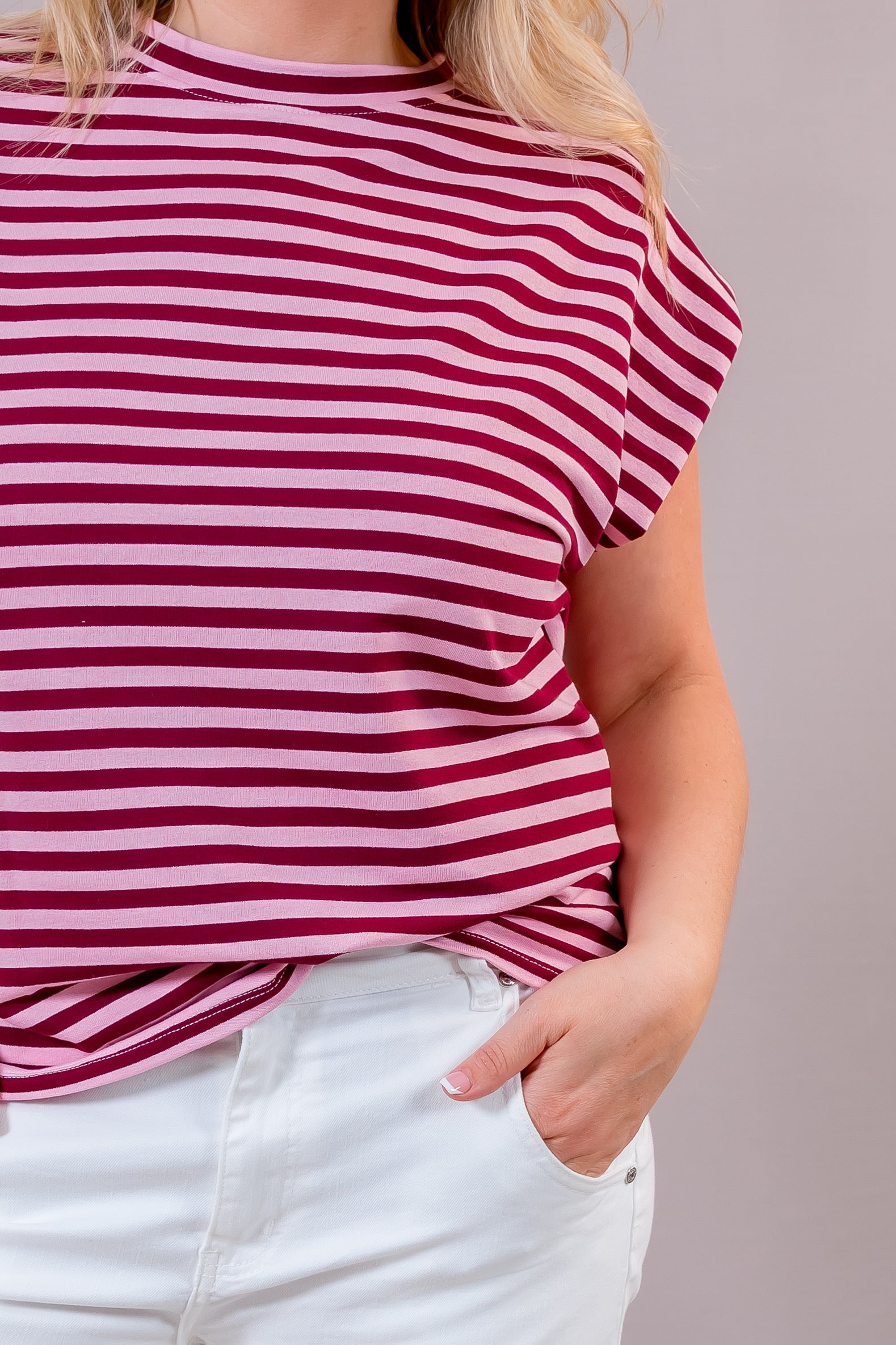 Stylisches gestreiftes Shirt, weinrot/rosa