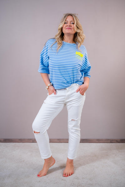 Gestreiftes Shirt "NEW YORK", blau/türkis