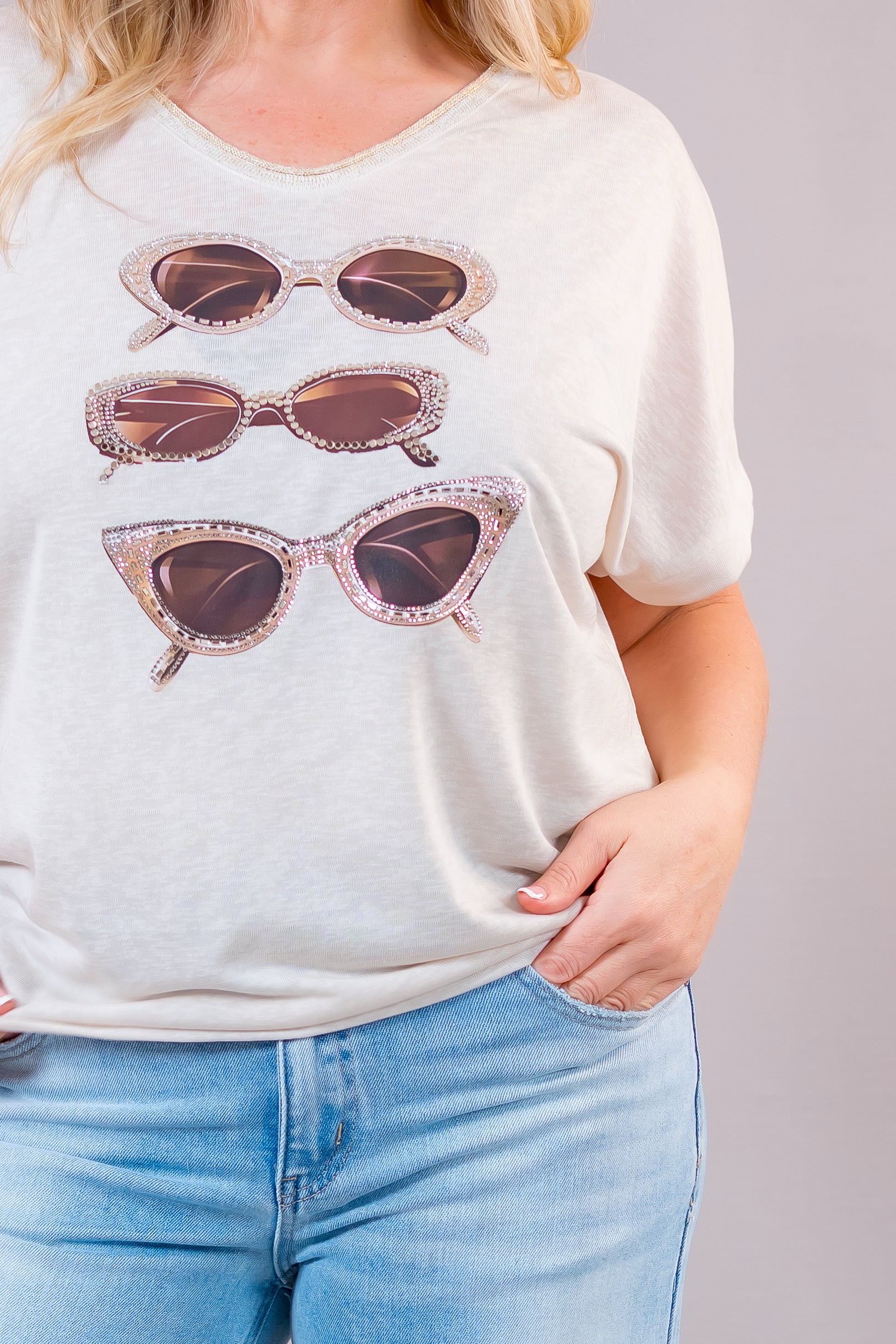 Lockeres Shirt mit stylischem Design, creme/gold