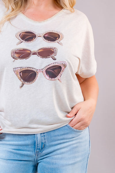 Lockeres Shirt mit stylischem Design, creme/gold