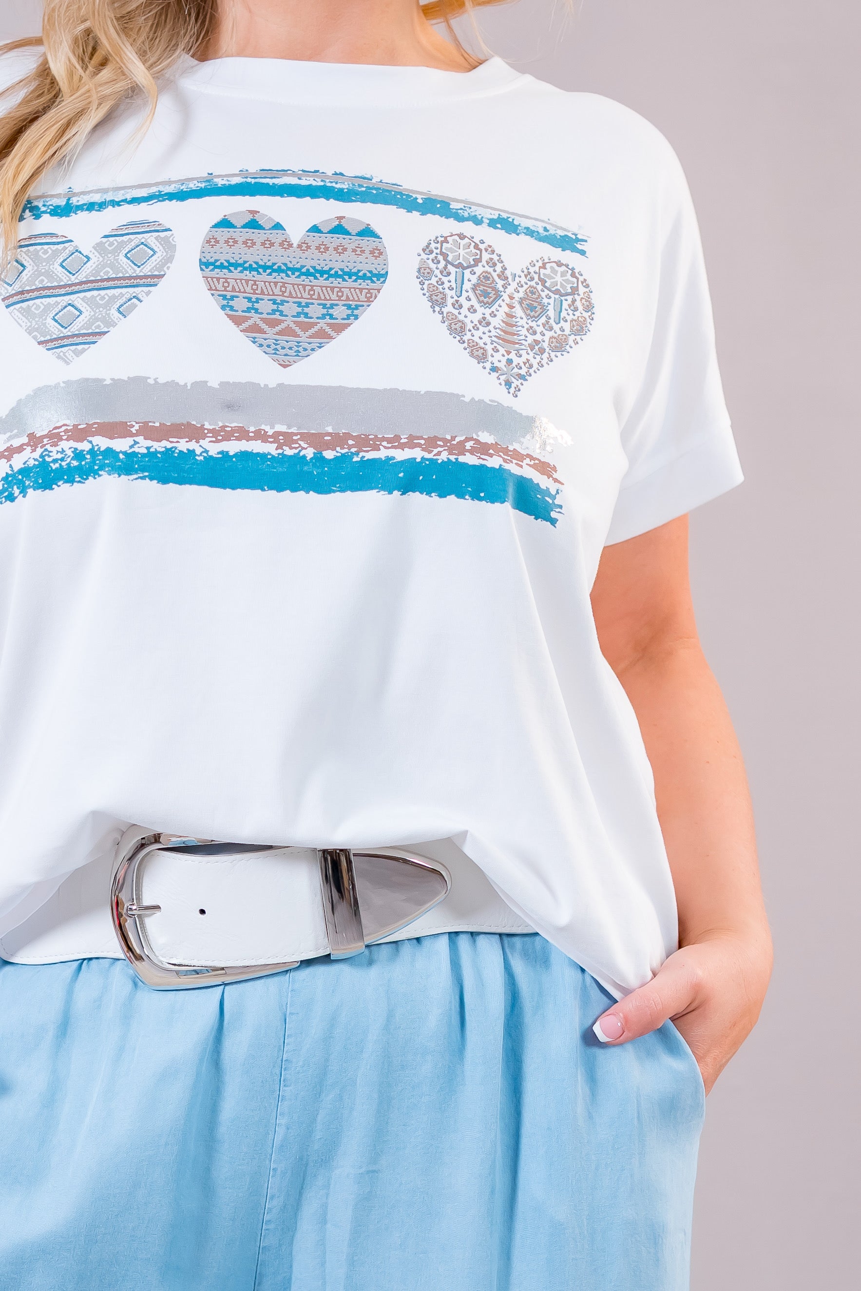 T-Shirt mit Herz-Print, weiß