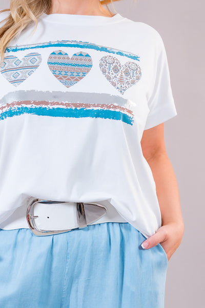 T-Shirt mit Herz-Print, weiß