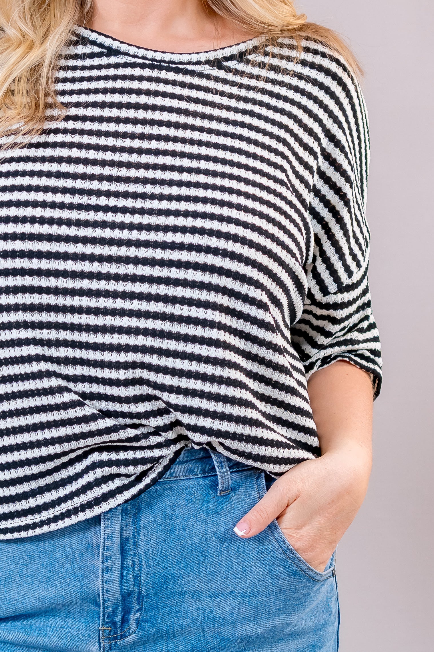Weiches Baumwoll-Shirt mit Streifen, schwarz/cremeweiß