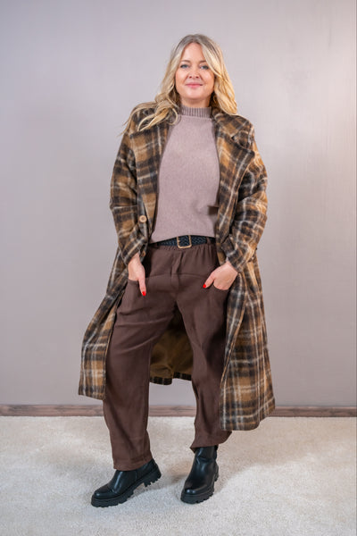 Karierter Mantel "Autumn Check", camel/braun