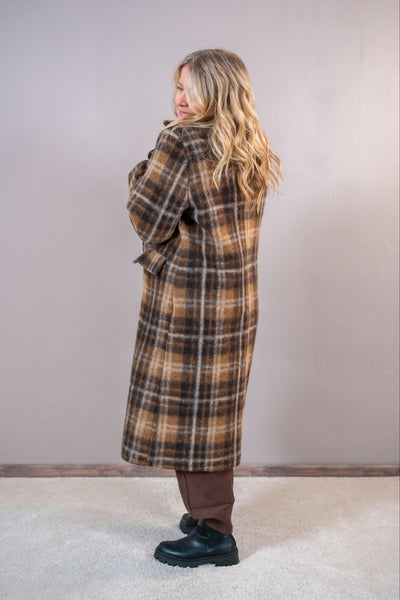 Karierter Mantel "Autumn Check", camel/braun