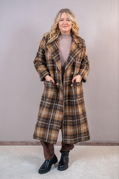 Karierter Mantel "Autumn Check", camel/braun