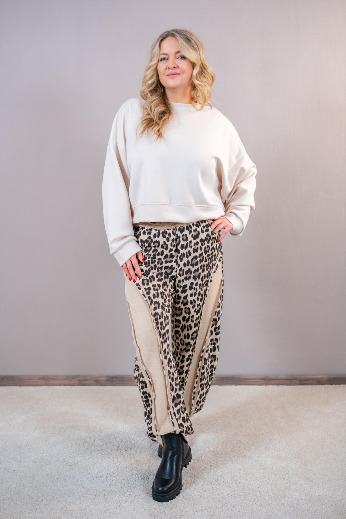 Boxy Oversize Sweatshirt, beige