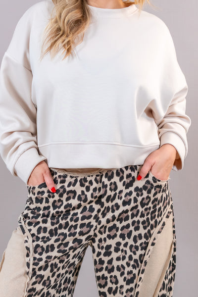 Boxy Oversize Sweatshirt, beige