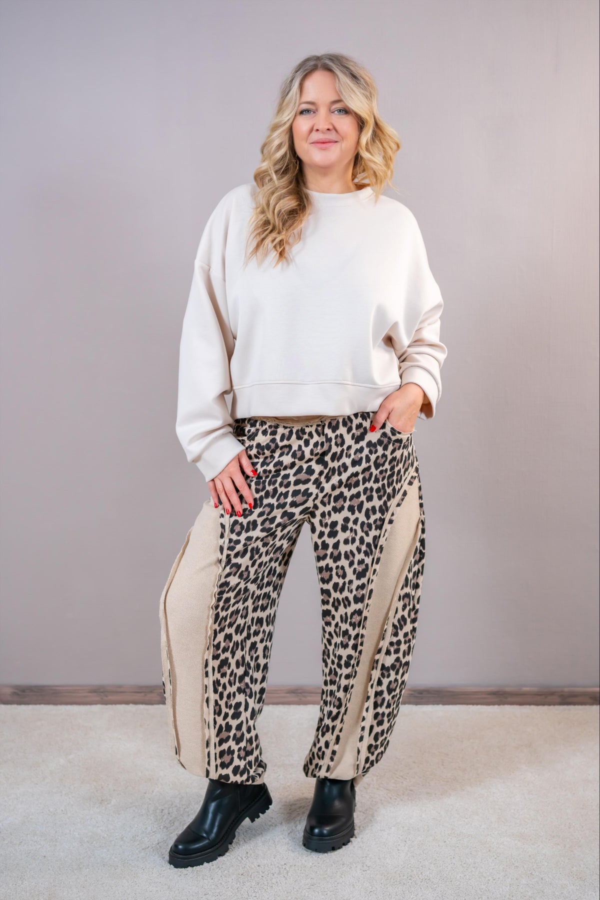 Boxy Oversize Sweatshirt, beige