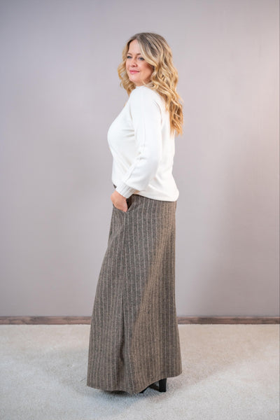 Feinstrickpullover mit Stehkragen, creme